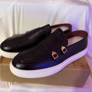 Elegant Black Loafers with Gold Accents